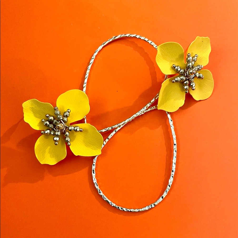 Gold Flower Power Hoop Earrings!